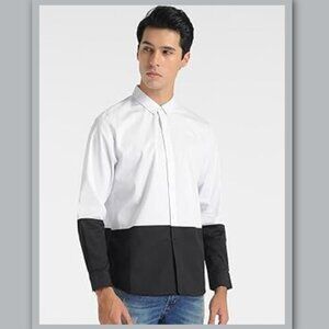 Men's Gianni Versace Collection White Two Tone Dress Shirt - Size L